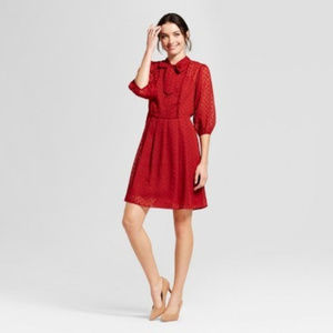 Women's Ruffle Tie-Neck A-Line Dress
